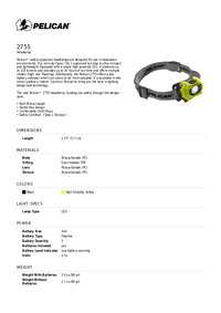 Thumbnail of document Data Sheet - 2755 Pelican™ Safety Approved Headlamp